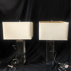 Set Of 2 Solid Crystal Table Lamps. 