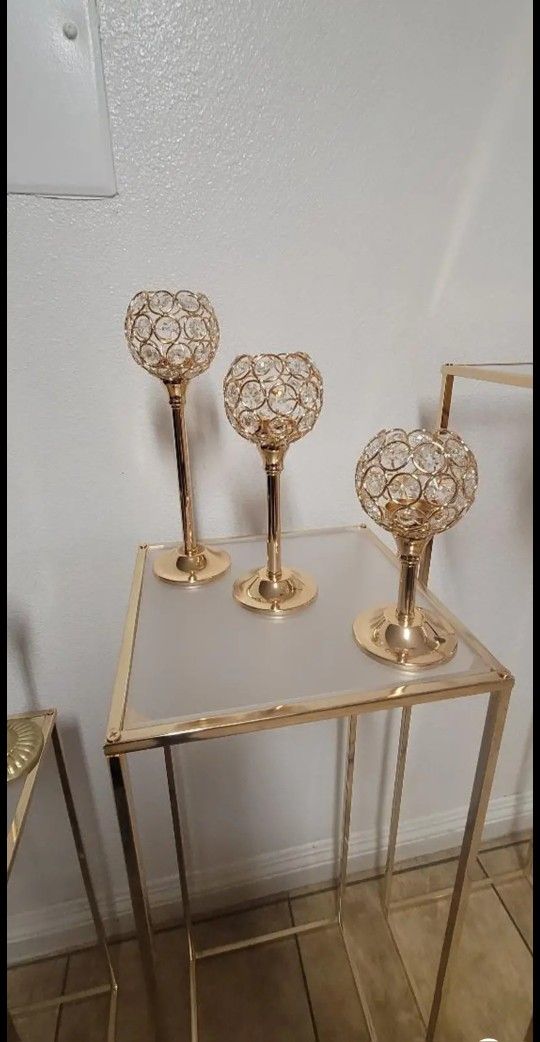 3 Gorgeous crystal Candle Holder Centerpiece