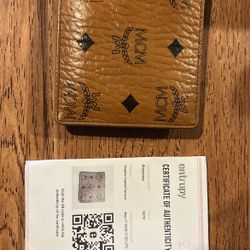 MCM Cognac Visetos Leather  Bifold Wallet