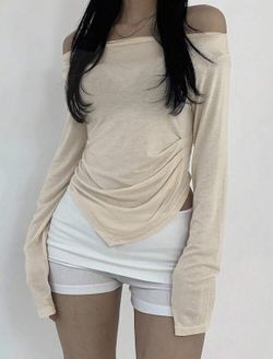 Size XL Apricot/Beige Sheer Top