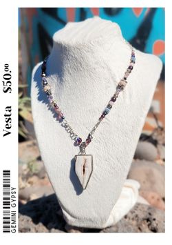 Banded Agate w. Druzy Quartz Necklace - 100% Local/Handmade