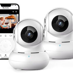 2PC Indoor Security Camera 2K, Litokam 360 Pan/Tilt Cameras for Home Security, Indoor Cameras for Baby/Pet/Nanny with Night Vision, 2.4 Ghz Smart WiFi