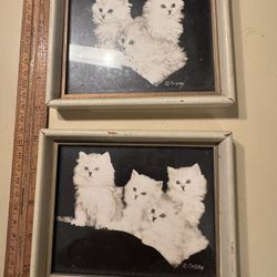 Pair of antique cat pictures
