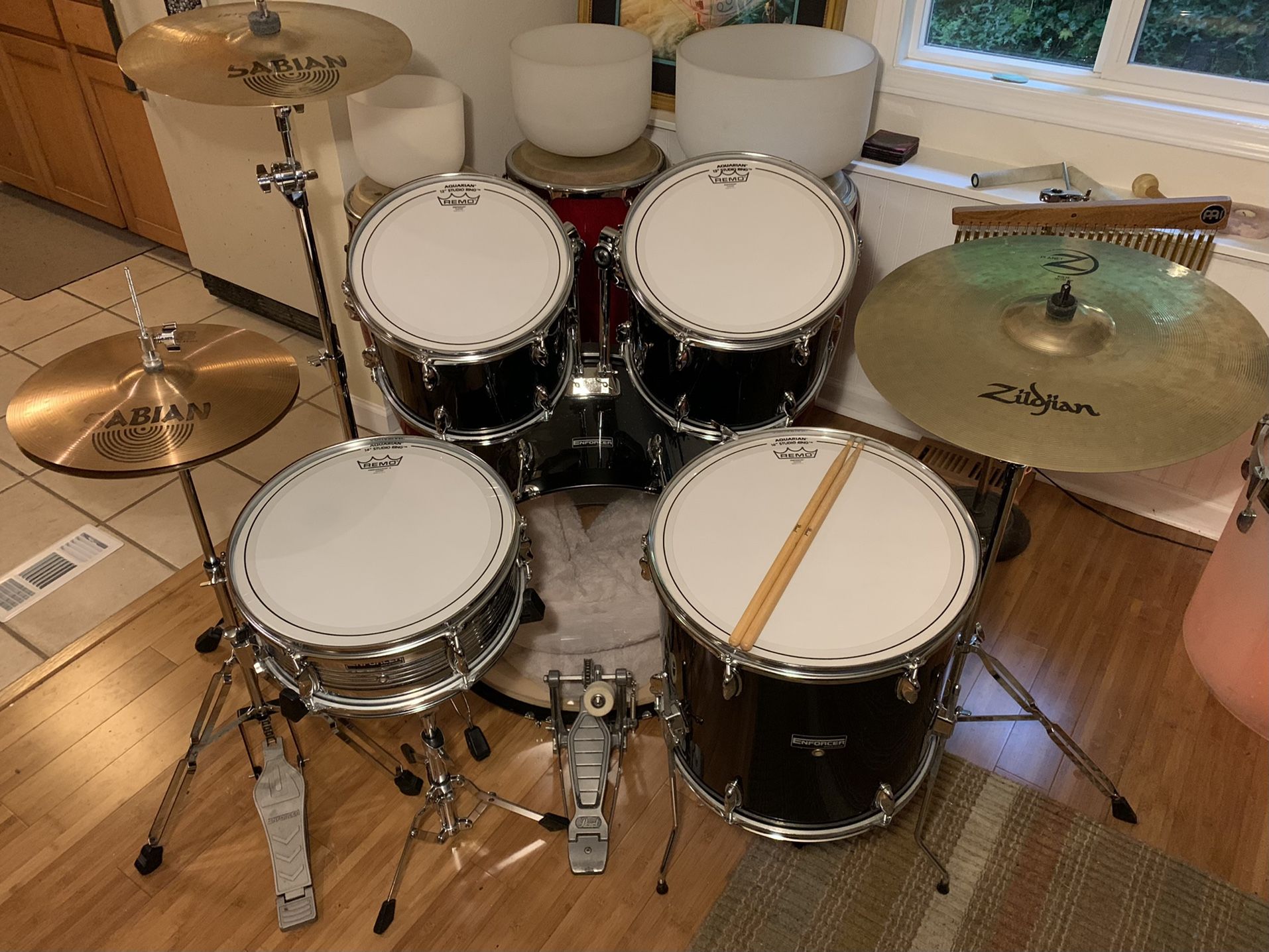Remo Drum Set, New Drumheads, Cymbals