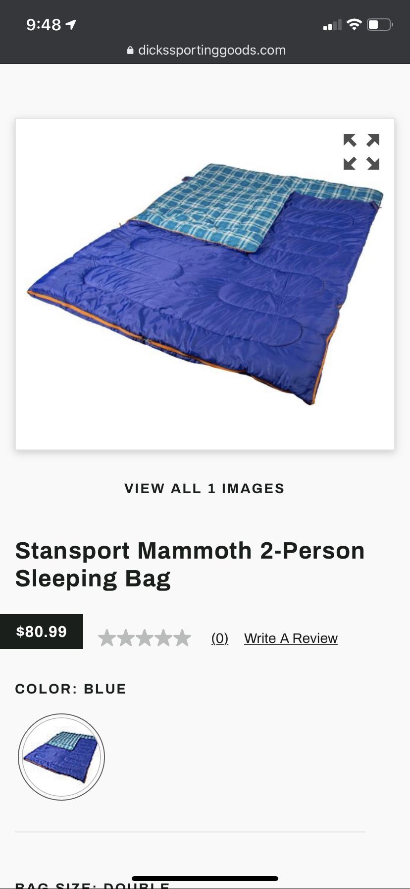 Mammoth 2-person sleeping bag, Stan sport, blue