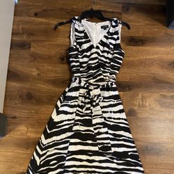 Brand New Womans Tahari brand ASL Black and White Zebra Striped/ Animal Print Midi  Dress Up for Sale 
