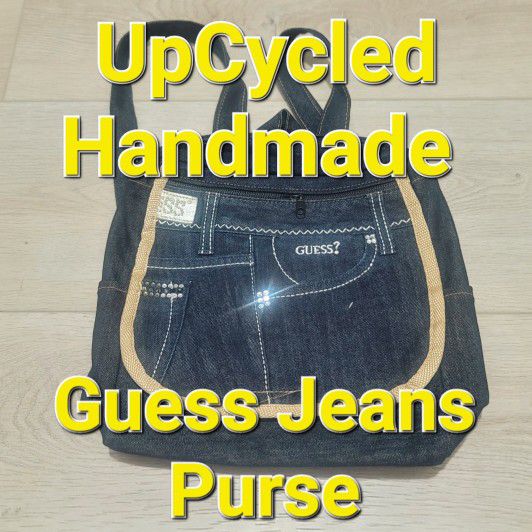 ☆Brand NEW ☆RE-Purposed ☆UpCycled ☆Handmade ☆Guess Jeans BACKPACK Back Pack Denim Purse Hand Bag Tote 