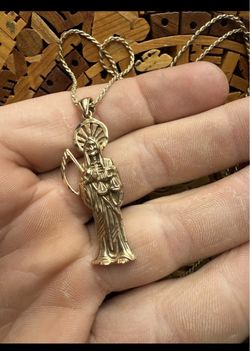 Grim reaper gold pendant and chain