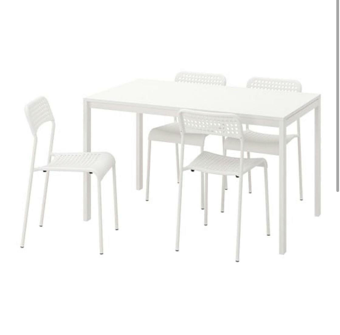 5 piece Dining table set White table and 4 chairs kitchen furniture