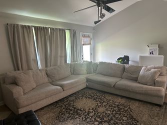 L shaped Beige Sectional (deep seated)