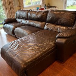 Ashley Leather Reclining Sectional Sofa with Chaise