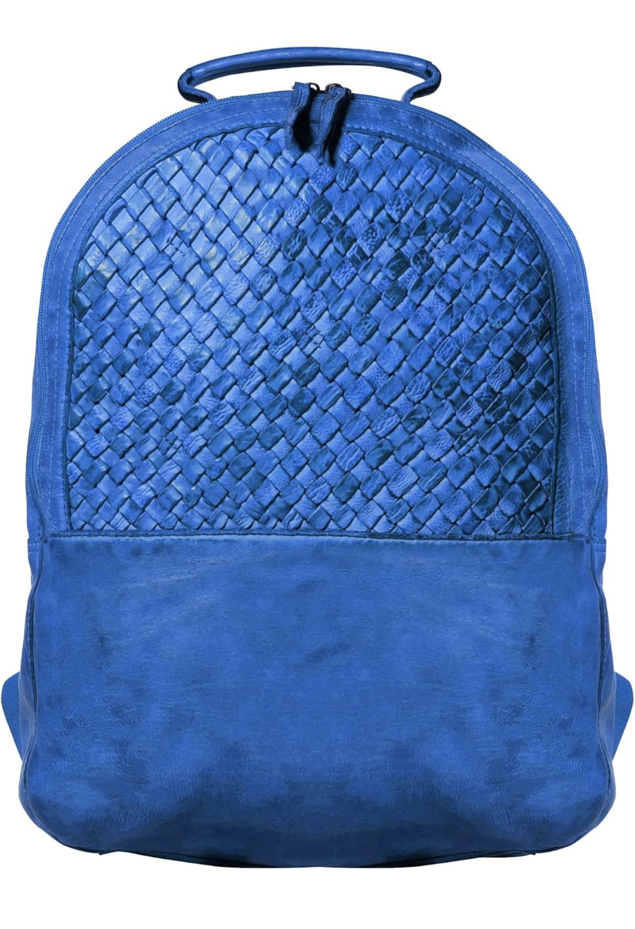 Blue leather backpack