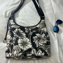 Brighton Women Hobo-shoulder Floral Bag Black & White
