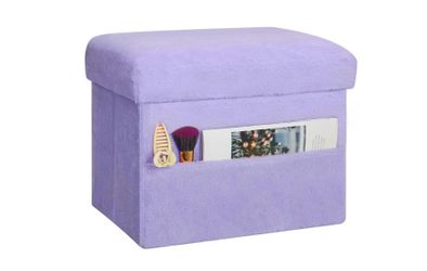 Purple small folding ottoman with storage