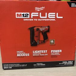 Milwaukee New 18ga Brad Nailer m12 Fuel