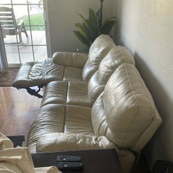 White Recliner Couche Pair