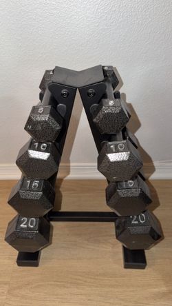 Cap Barbell 100 lb Cast Iron Hex Dumbbell Weights with Rack