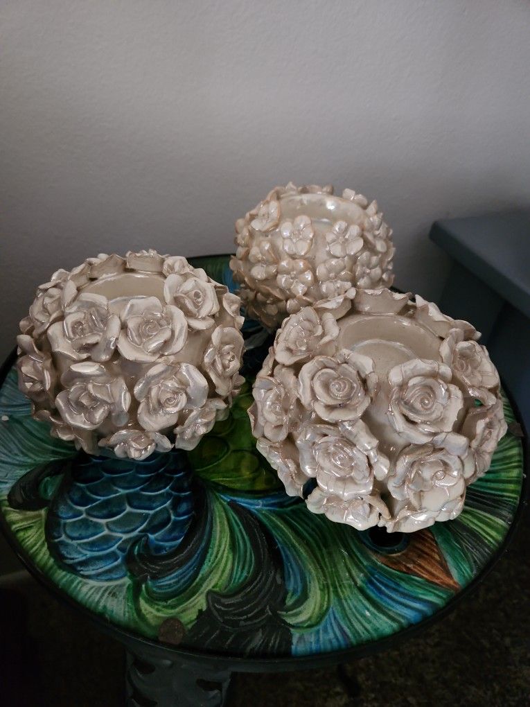 Rose Tea Candle Holders 4" in diameter