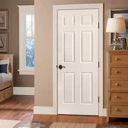 Masonite
36 in. x 80 in. 6-Panel Right-Handed Primed Composite Hollow Core Single Prehung Interior Door 4-9/16 in. Flat Jamb