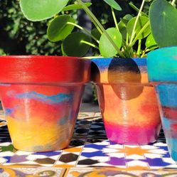 Colorful Terracotta Clay  Pots