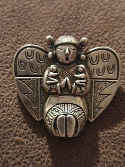 Sterling silver garment or pendant Angel narrator Carol Felley vintage village