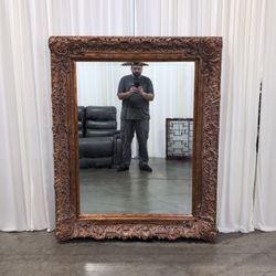 Antiqued Bronze Ornate Rectangular Mirror with Beveled Glass