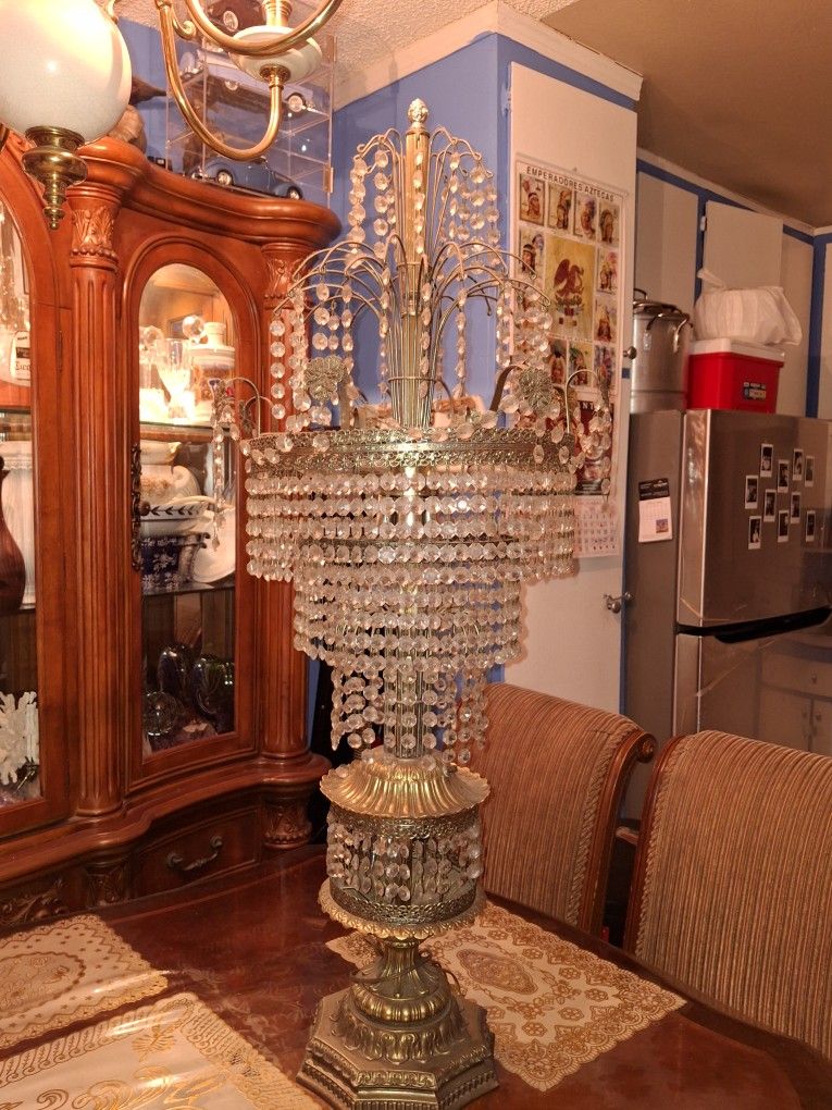 Huge Vintage Crystal Lamp
