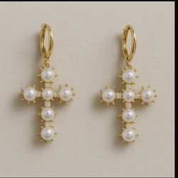 gold-plated cross earrings 