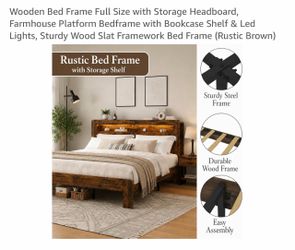 Rustic wooden full size bed frame