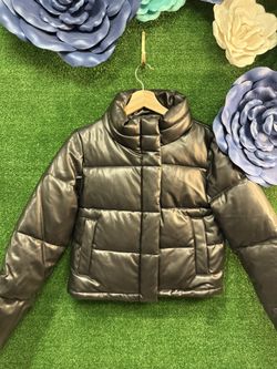 Miami For Francesca Black Faux Leather Coat Size Small NWT Brand New