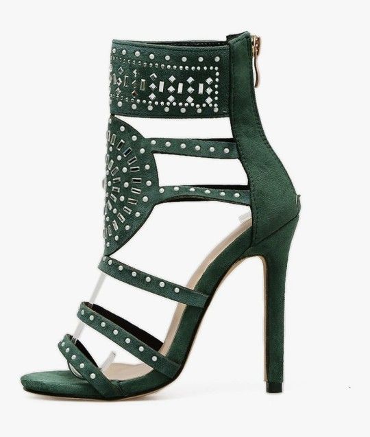 Brand NEW Green Suede Gladiator Stilettos