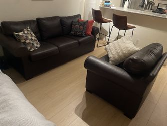 Brown sofa&chair