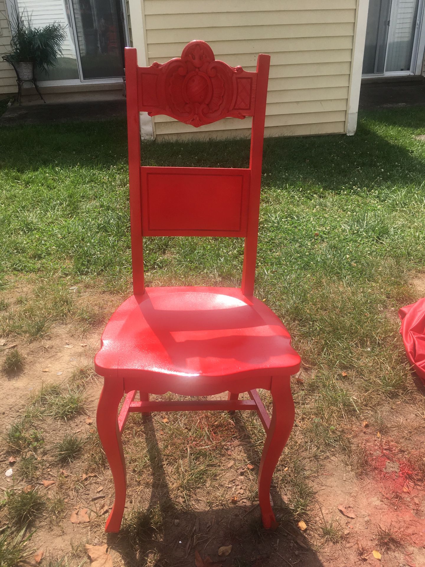 Red antique chair. Very unique