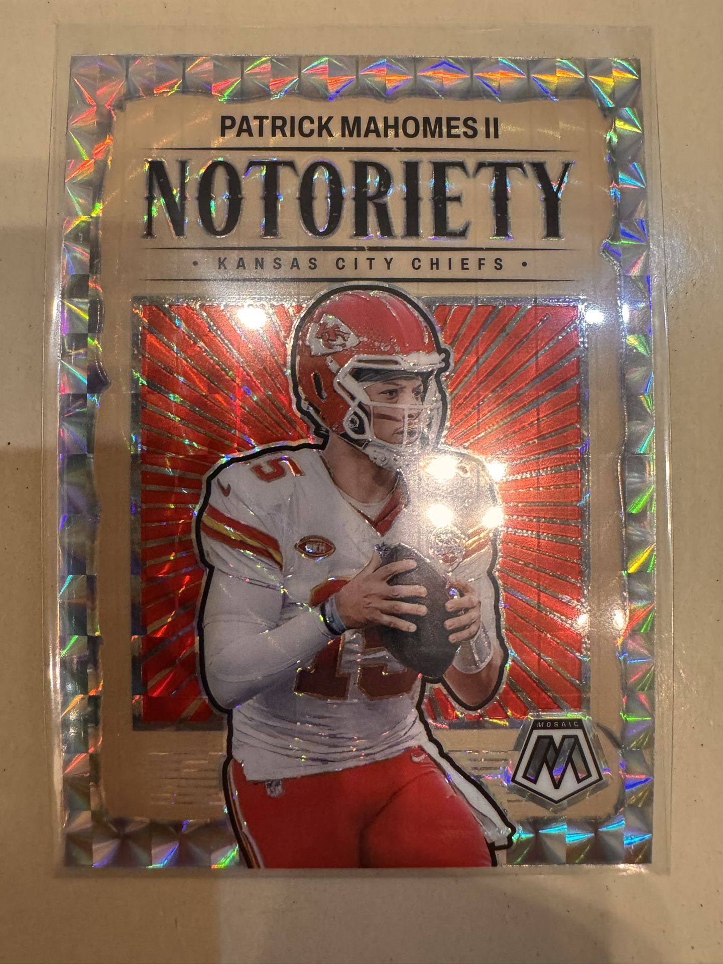 2024 Mosaic Patrick Mahomes Notoriety Silver #1 Kansas City Chiefs
