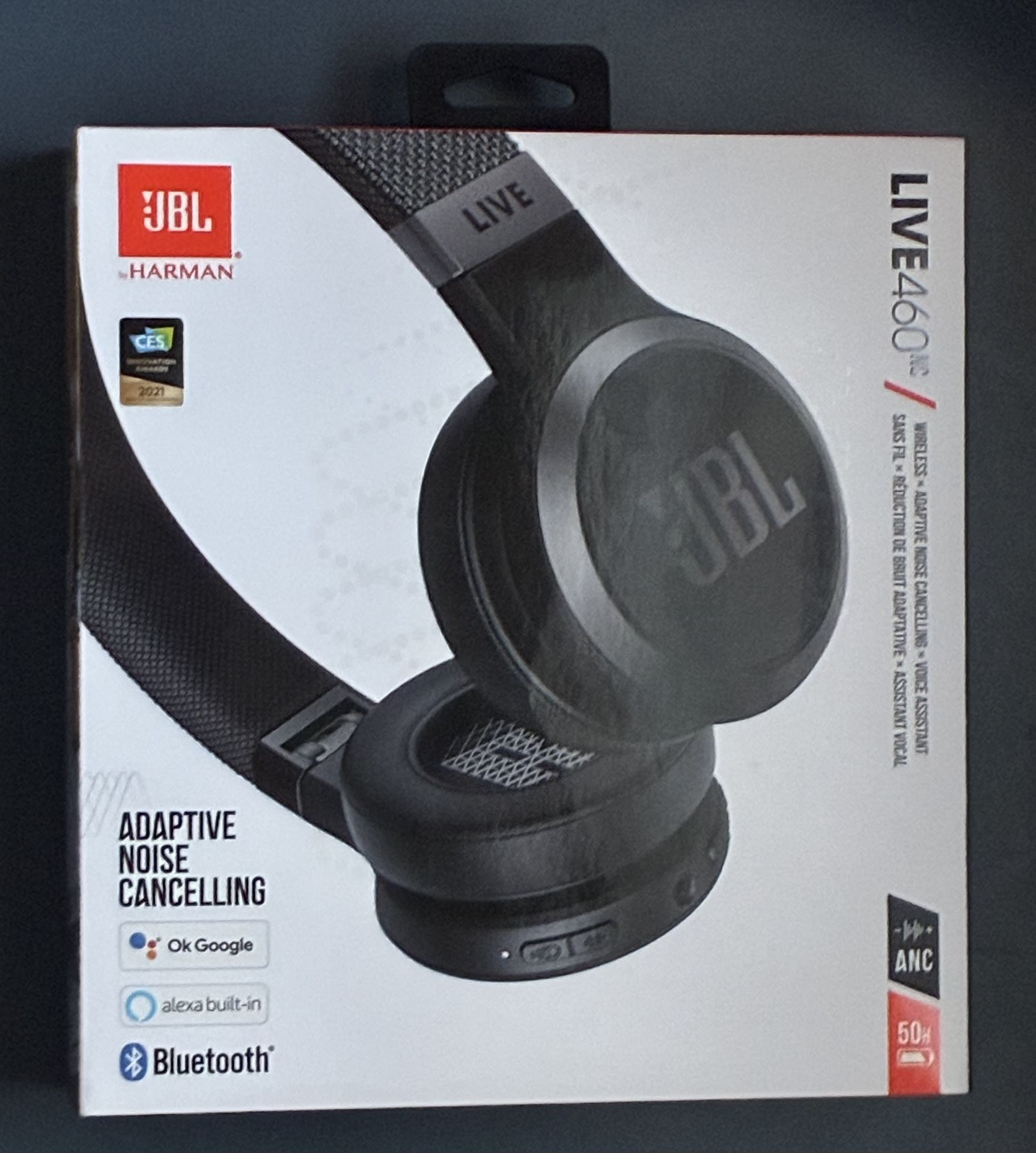 JBL Live 460NC wireless on-ear Noise Cancelling headphones with 50H battery, microphone for calls