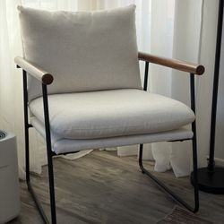 Hearth & Hand With Magnolia Cushioned Metal & Wood Accent Arm Chair - Cream & Black