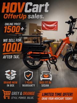 HOVCart limited time Ebike wholesale price to OfferUp customer family cargo electric bike