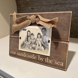 Coastal Wood Photo Frame “Our Sandcastle by the Sea” Beach Decor Frame