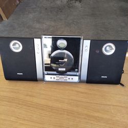 PHILIPS Micro System MC235B- Detachable Speakers, AM/FM Stereo, CD & Aux Input