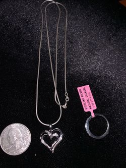 Natural Diamond Set 925 Pendant,ring,and chain
