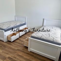 Twin Bed And Mattress With Drawers 