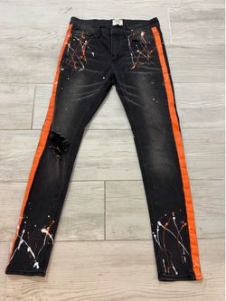 Men orange and black jeans size 32