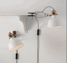 Set Of 2 IKEA Ranarp White Clamp Lamps Spotlights