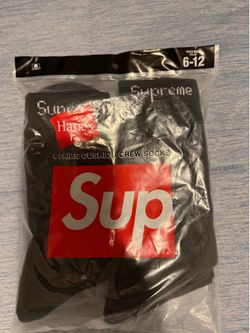 Supreme Hanes Black Crew Socks 4-Pack