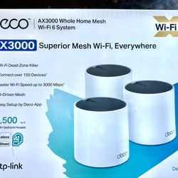 TP-Link - Deco AX3000 (3-pack) Dual-Band Whole Home Mesh Wi-Fi 6 System, Supports Gigabit Speeds - W