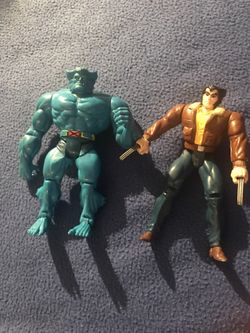 THE UNCANNY X-MEN ACTION FIGURE 1992 Logan civilian Wolverine and Beast