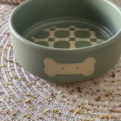 Top Paw Bone Olive Ceramic Dog Bowl~12oz.