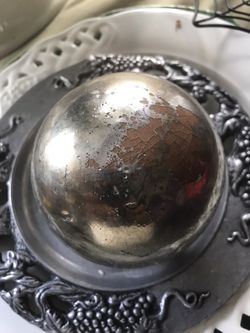 Three Silver Tone Decorator Balls   Thumbnail