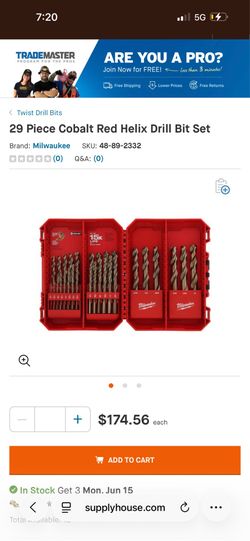 29 Piece Cobalt Red Helix Drill Bit Set