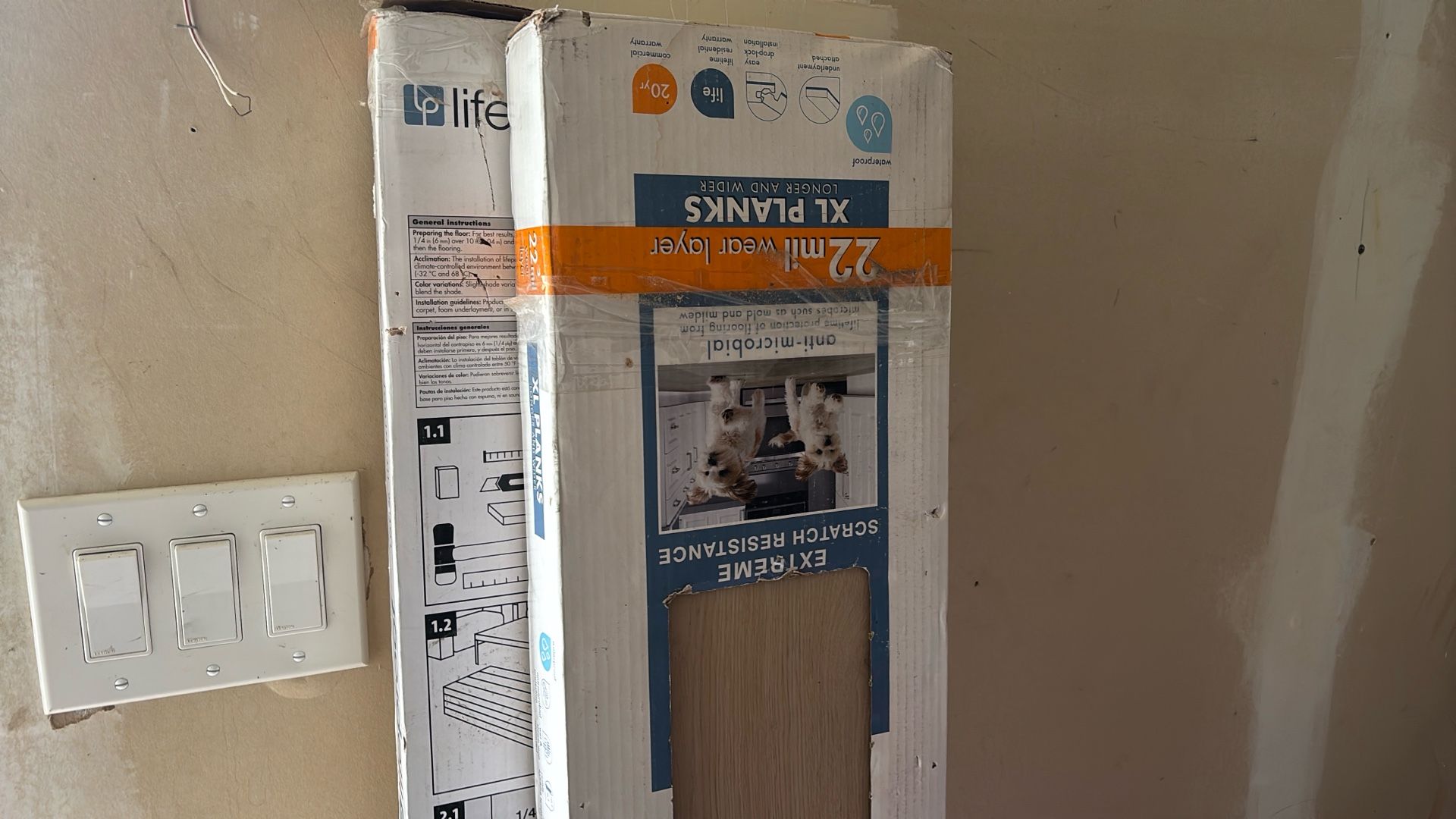 Plank flooring, two boxes